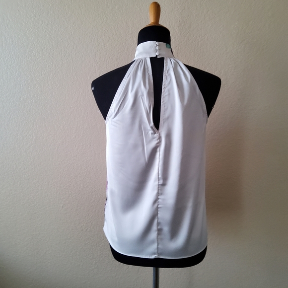 EXPRESS Halter Silky Satin Floral Top Size XS New - Picture 5 of 7